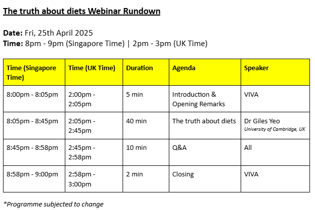 Session 1 Programme rundown